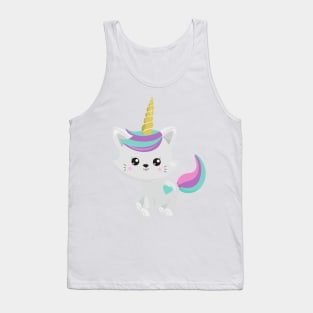 Unicorn Cat, Cute Cat, Gray Cat, Little Cat, Kitty Tank Top